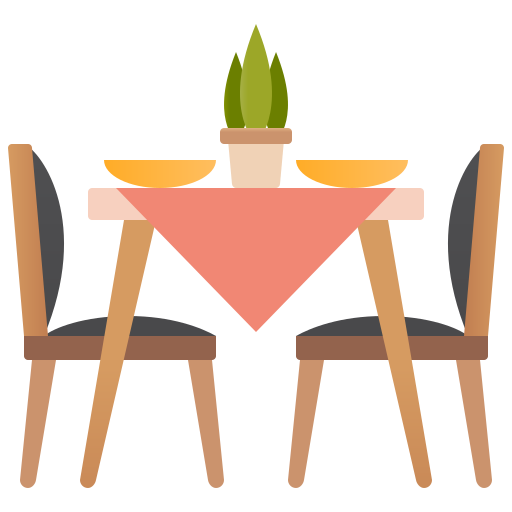 Icon cu masă pentru două persoane, decorată pentru o cină intimă