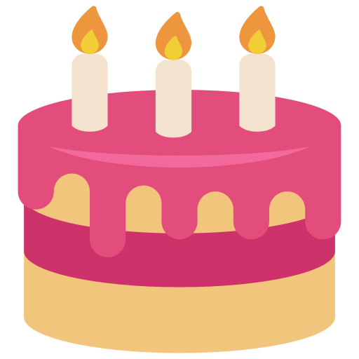 Icon ilustrativ cu tort aniversar și lumânări